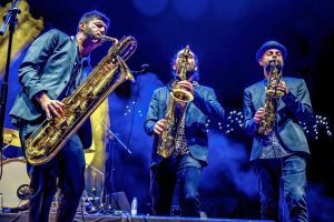 Los Saxos del Averno durante su concierto en el Afro Blue Festival